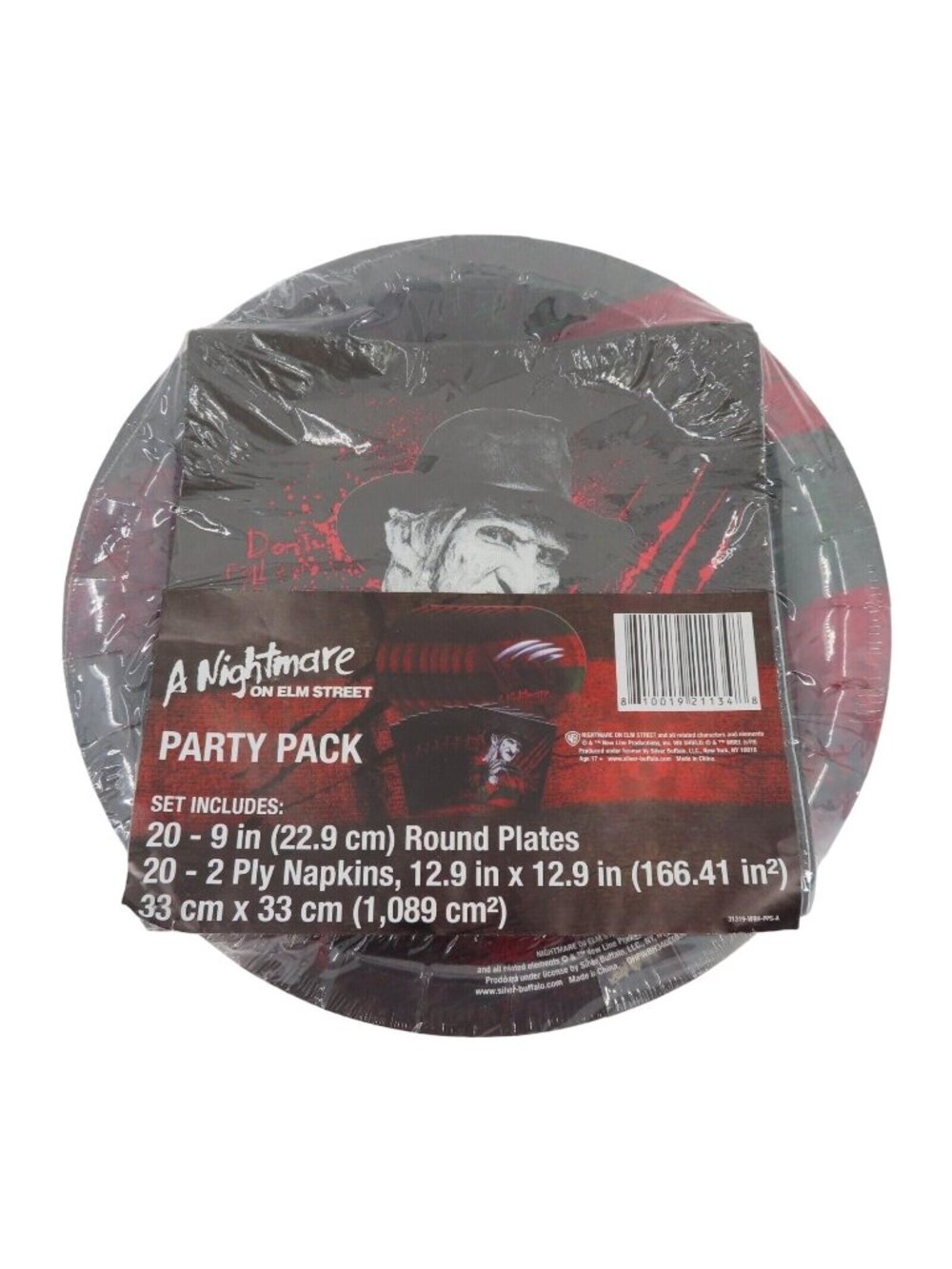 A Nightmare on Elm Street Freddy Krueger Party Pack Paper Plates Napkins Horror